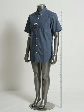 Izod Men's Button Down Shirt Blue L Short Sleeve